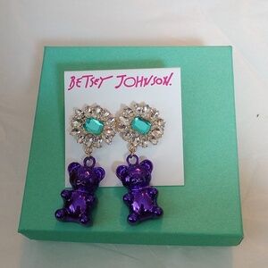 Betsey Johnson Purple Metallic Gummy Bear Dangle Earrings